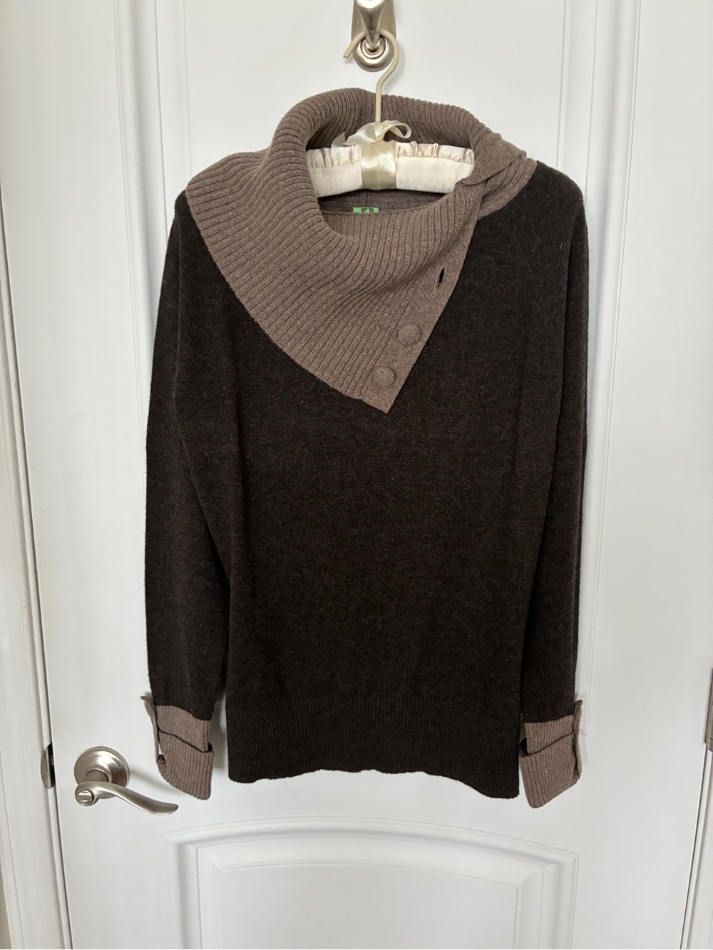 Woman’s Brown Shawl Collar Button Sweater